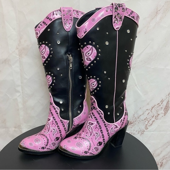 Dolls Kill Sugar Thrillz Candy Bandit Cowboy Boots - Picture 1 of 8
